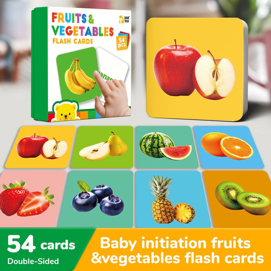 Educational card about fruits and vegetables in English