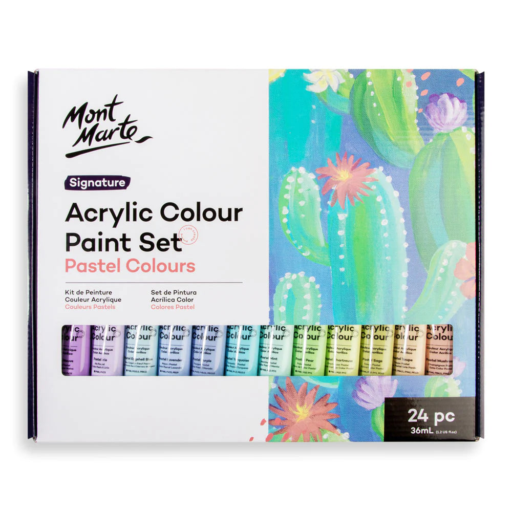 MONT MARTE Acrylic Colour Pastel Paint Set Signature 24pc x 36ml (1.2 US  fl.oz), Creamy Pastel Acrylic Paint Set Good Coverage - AliExpress