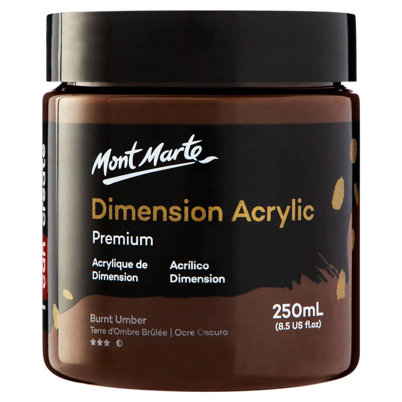 Mont Marte Dimension Acrylic Paint 250ml Pot - Burnt Umber PMDA2536