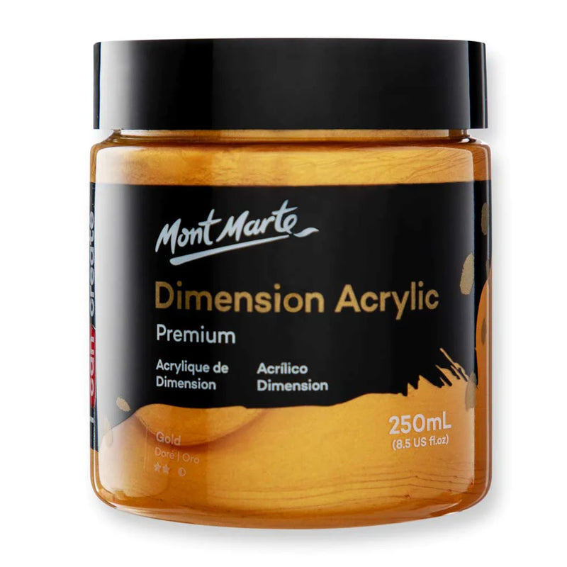 Mont Marte Dimension Acrylic Paint 250ml Pot - Gold PMDA2542