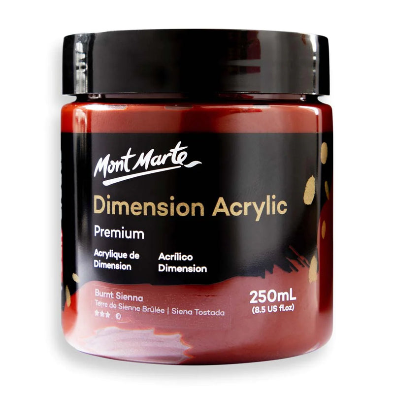 Mont Marte Dimension Acrylic Paint 250ml Pot - Burnt Sienna PMDA2534