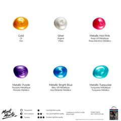 Mont Marte Kids Metallic Poster Paint Set 6pc x 60ml MPST6003