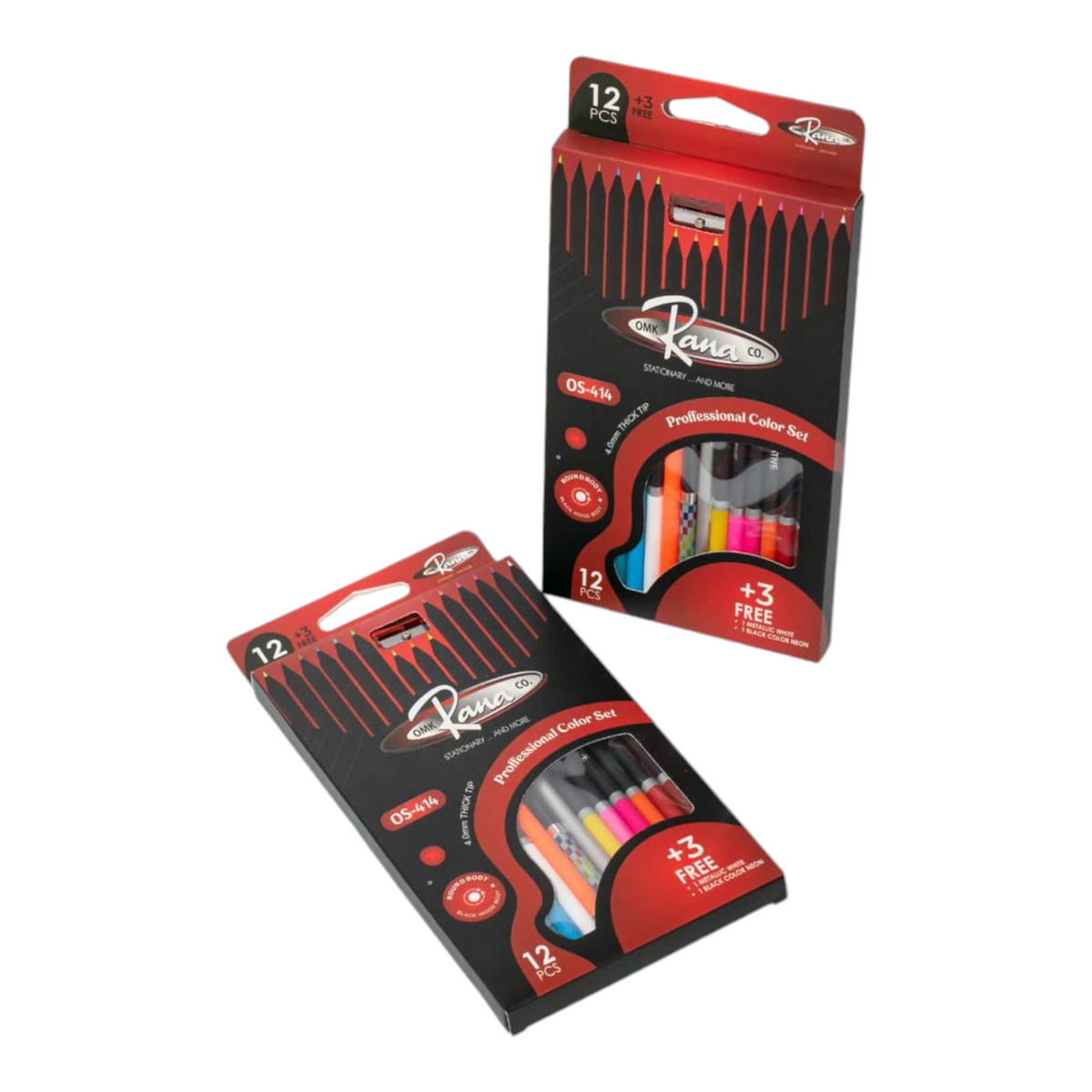 RANA PENCIL COLOR 12 COLOR BLACK WOOD + 3 FREE Rana Stationery