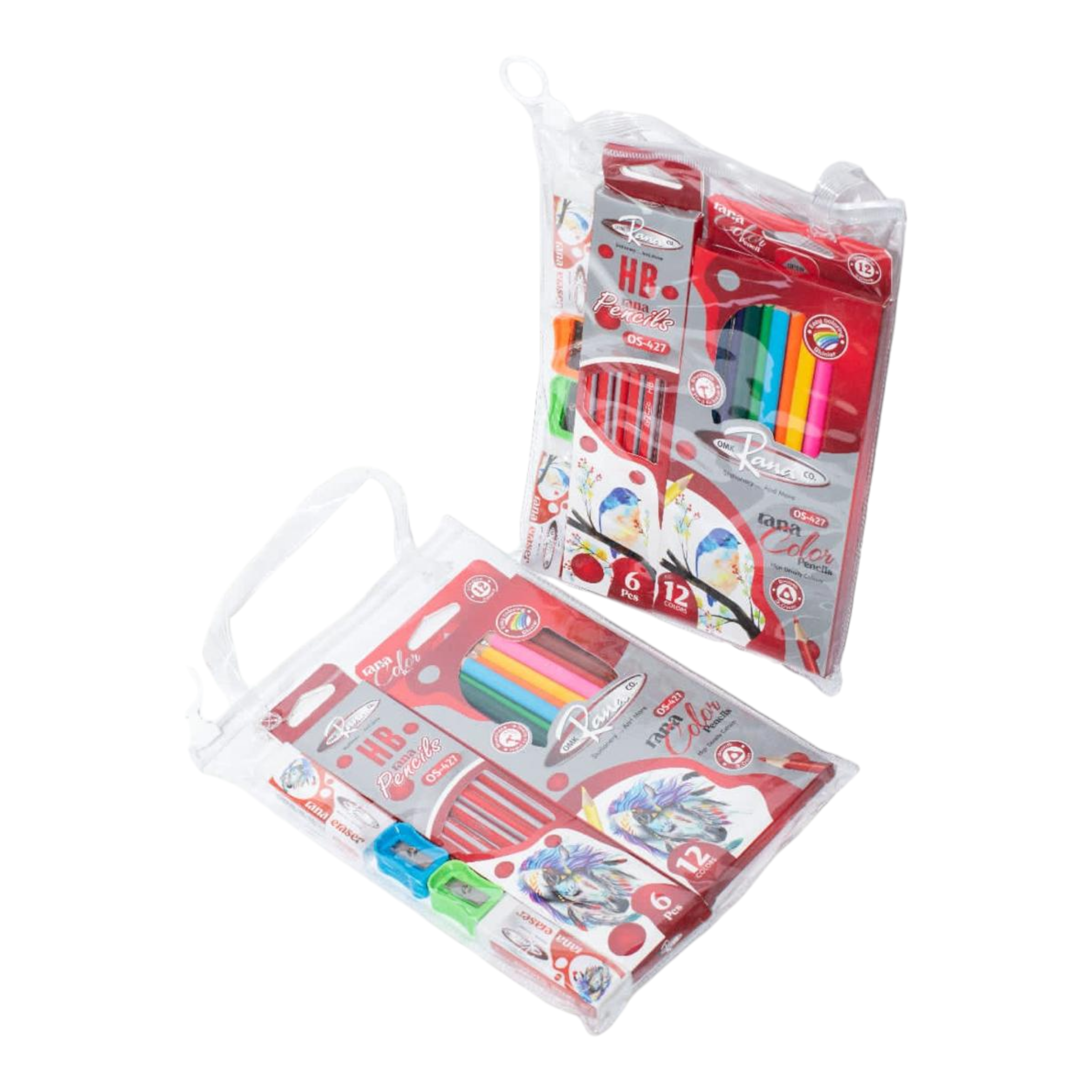 RANA PENCIL COLOR 12 COLOR + 6 PENCIL + 2 SHARPENR + 2 ERASERS IN BAG Rana Stationery