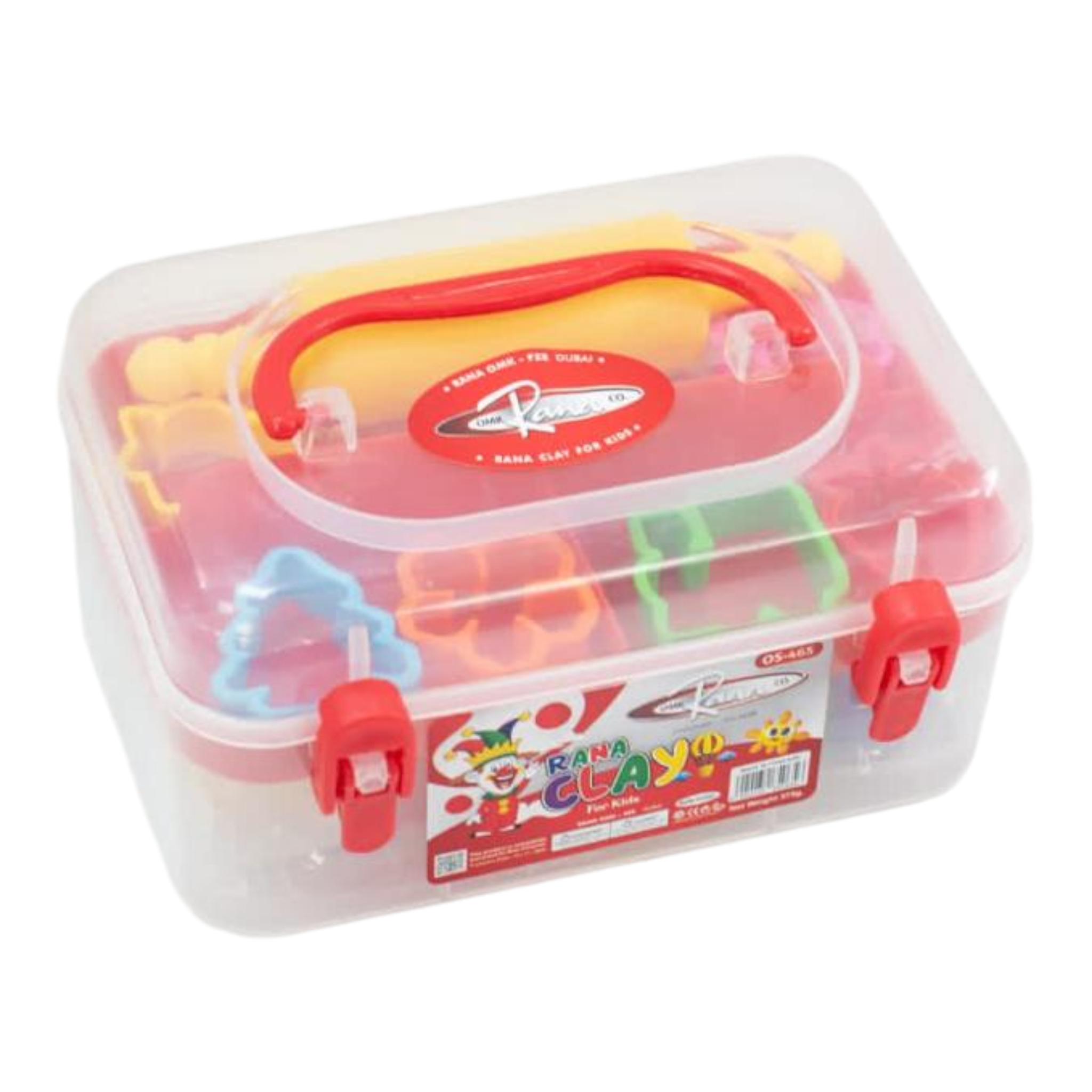 6COLOR RANA CLAY(375G)+14MOLDS+1ROLLER IN PLASTIC CONTAINER Rana Stationery