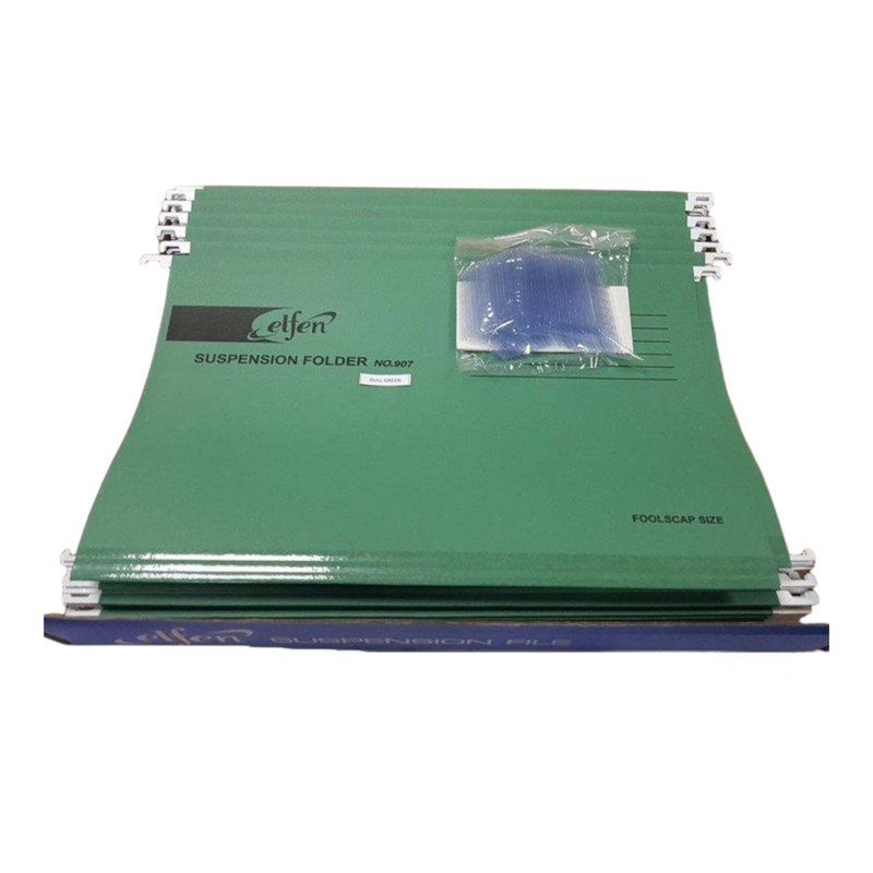 ELFEN 907 DELUXE SUSPENSION FOLDER FULLSCAPE SIZE PACK OF 50 PIECES COLOUR DULL GREEN