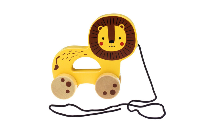 Pull Along wooden toy- Lion TJ008A  - لعبة سحب الحيوانات الخشبية دار ملهمون للنشر والتوزيع