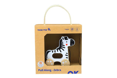 Pull Along wooden toy- Zebra   TJ010A  - لعبة سحب الحيوانات الخشبية = دار ملهمون للنشر والتوزيع