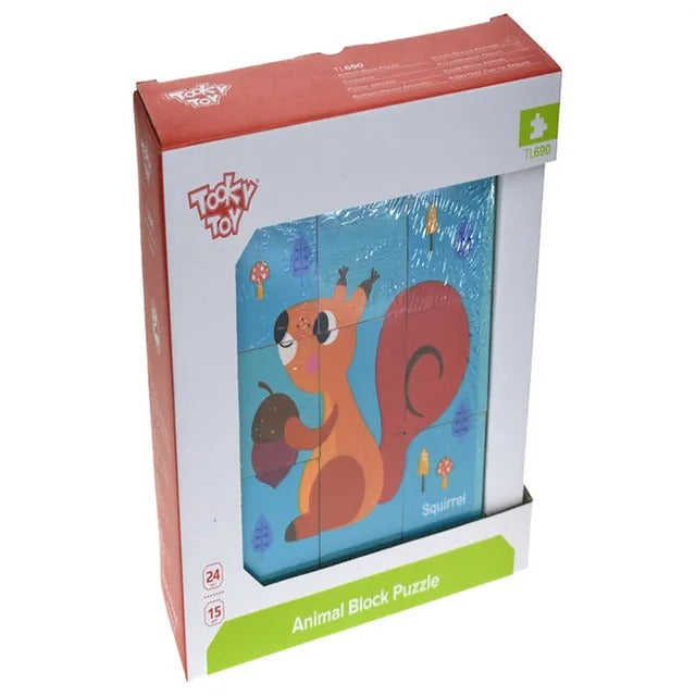 Animal Block Puzzle With Drawing Card - 15pcs