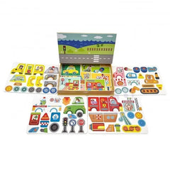 Transportation Themed Magnetic Travel Play Box - 80pcs