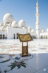 Large Damascene mosaic Qur'an holder