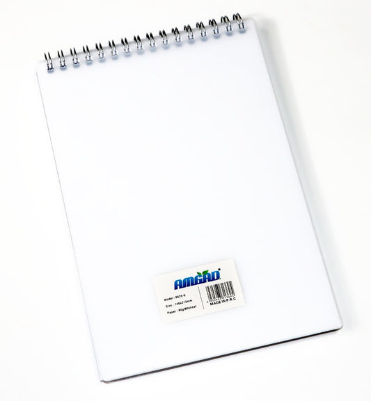 Spiral Notebook with Transparent Cover and Top Spiral Binding – 80 Sheets – Ruled – 80 GSM – 146 × 212 mm