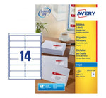 ADDRESS LABELS FOR INKJET PRINTERS J8163-100, 99.1 X 38.1MM LABELS, WHITE, 14 LABELS PER SHEET, 100 SHEETS IN A PACK