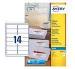 ADDRESS LABELS FOR INKJET PRINTERS J8163-25, 99.1 X 38.1MM LABELS, WHITE, 14 LABELS PER SHEET, 25 SHEETS IN A PACK