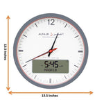 Al Fajr CR-23 Rounded Wall Clock (Analog and Digital)