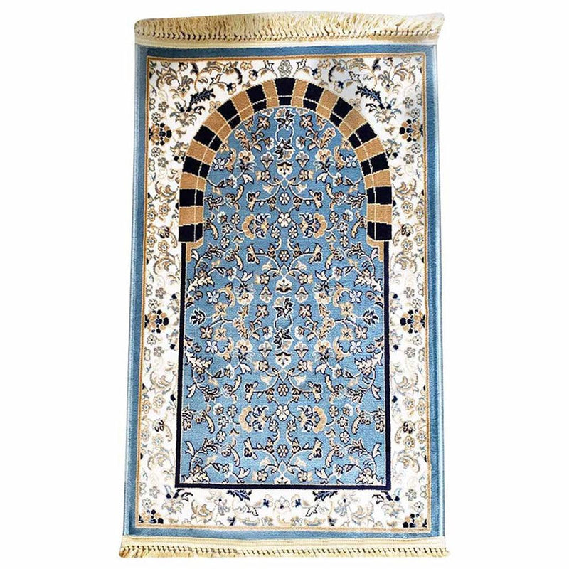 Al Rawdah Mehrab Premium Prayer Mat Light Blue سجادة الروضة الفاخرة ازرق فاتح