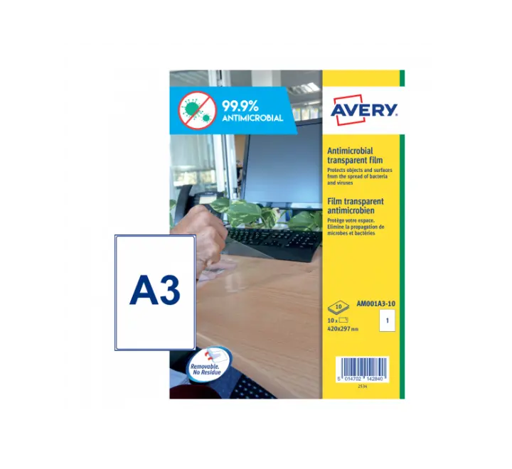 AVERY ANTIMICROBIAL A3 SIZE LABELS, 10 SHEET IN A PACK (AM001A3-10)