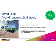 AVERY ANTIMICROBIAL SQUARE PRE-CUT LABELS, 68LABESL PER SHEET, 10 SHEETS IN A PACK (AM00SA4-10)