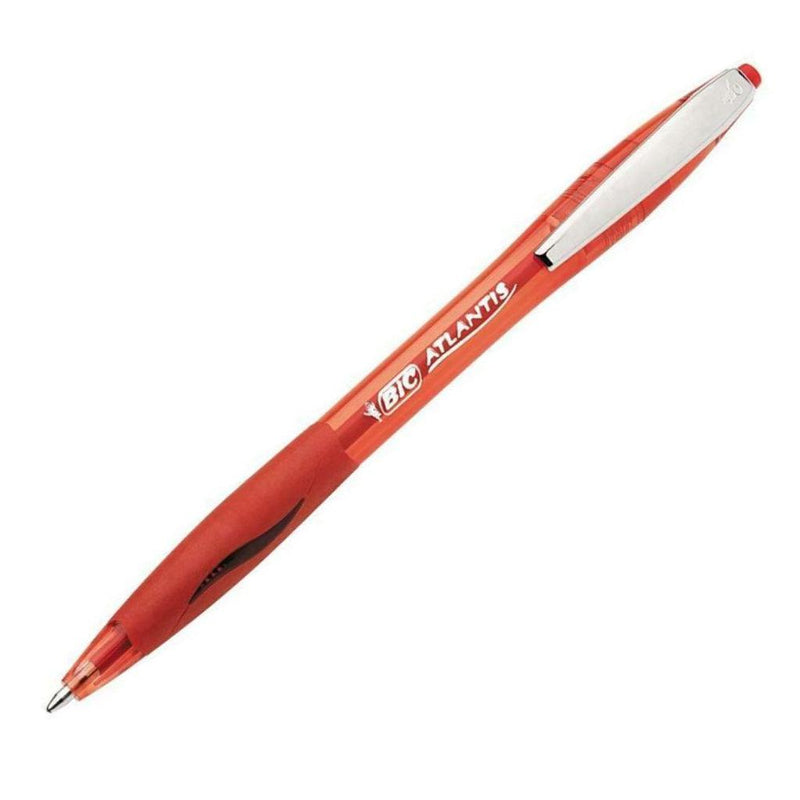 BiC ATLANTIS SOFT BALL PEN MEDIMUM RETRACTABLE - RED