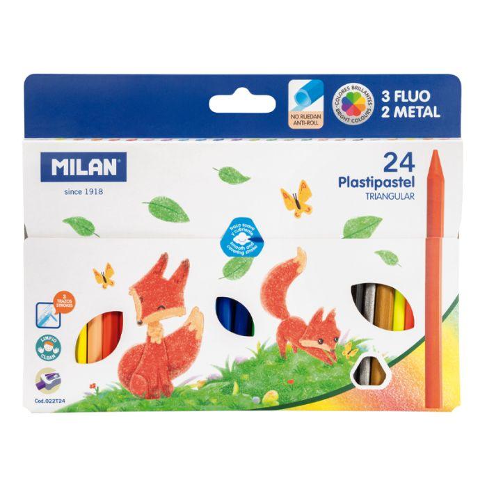 Box 24 Triangular Plastipastel (contains 3 fluo and 2 metal colors)