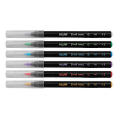 Box 6 Brush Tip FibrePens Metallic Colors