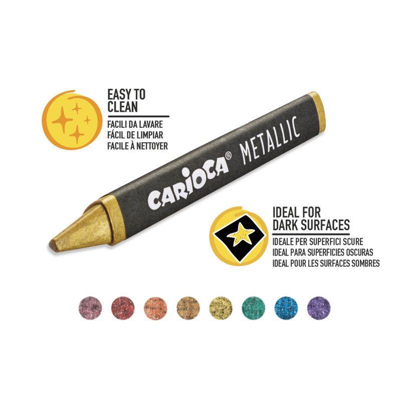 CARIOCA METALLIC CRAYONS BOX WAX CRAYON 8 PIECES