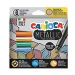 CARIOCA METALLIC MAXI MARKERS BOX FELT TIP PENS 6 PIECES