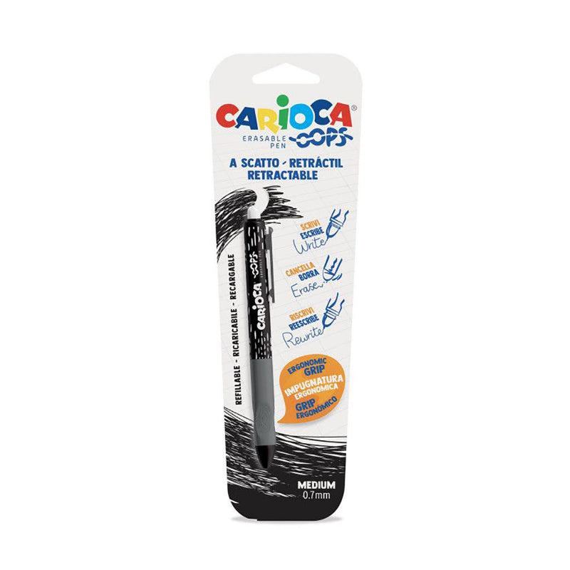 CARIOCA OOPS ERASABLE PEN RETRACTABLE BLISTER 1PC BLACK