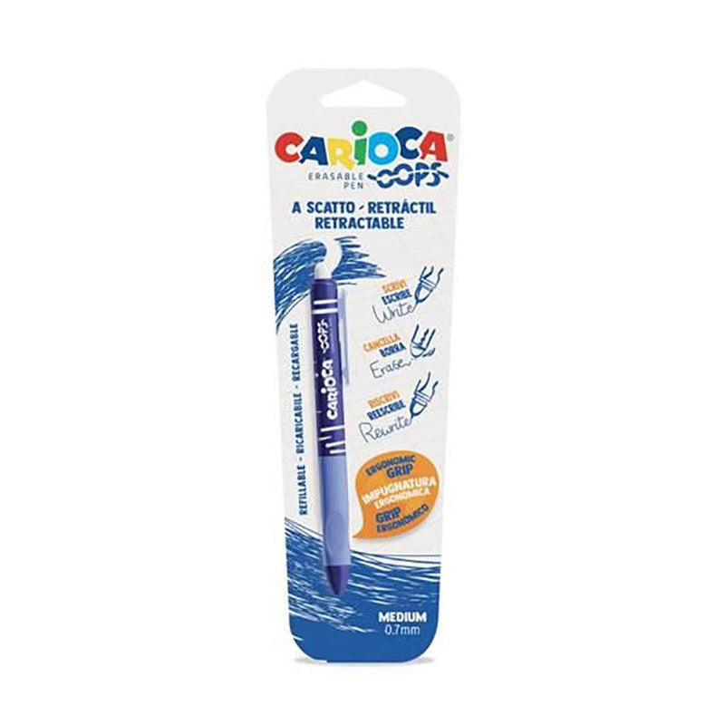 CARIOCA OOPS ERASABLE PEN RETRACTABLE BLISTER 1PC BLUE