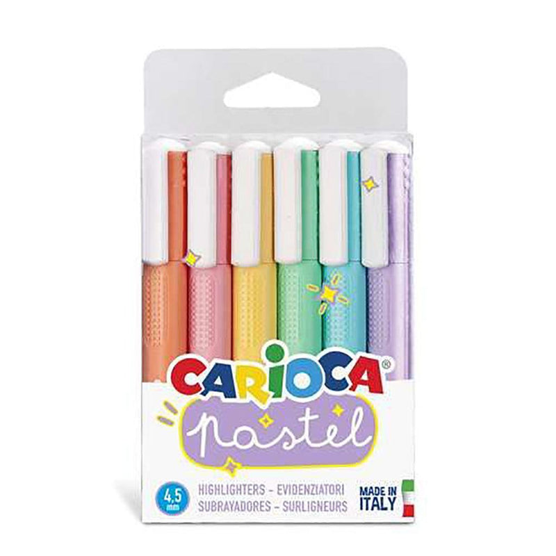 CARIOCA PASTEL HIGHLIGHTERS PLASTIC BOX 6 PIECES HIGHLIGHTERS