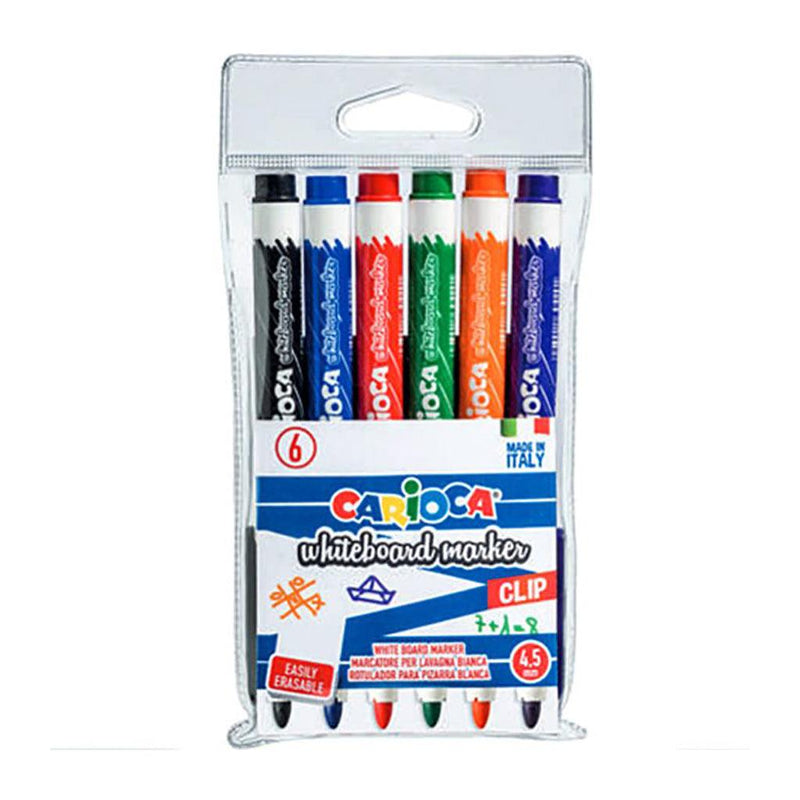 CARIOCA WHITE BOARD MARKER WITH CLIP WALLET OF 6 PIECES