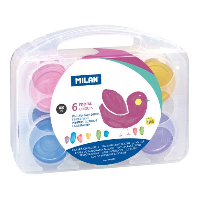 Case 6 Pots 100 ml Finger Paint Metallic Colors