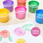 Case 6 Pots 100 ml Finger Paint Metallic Colors