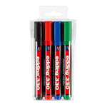 Edding E-330/4 S Permanent Markers with Chisel Nib, 4 Pieces, Black/Blue/Red/Green