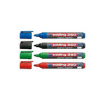 Edding E-360/ 4 S White Board Marker with Bullet Nib, 4 Pieces, Black/Red/Blue/Green