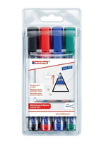 Edding E-363/ 4 S White Board Marker with Chisel Nib, 4 Pieces, Black/Red/Blue/Green