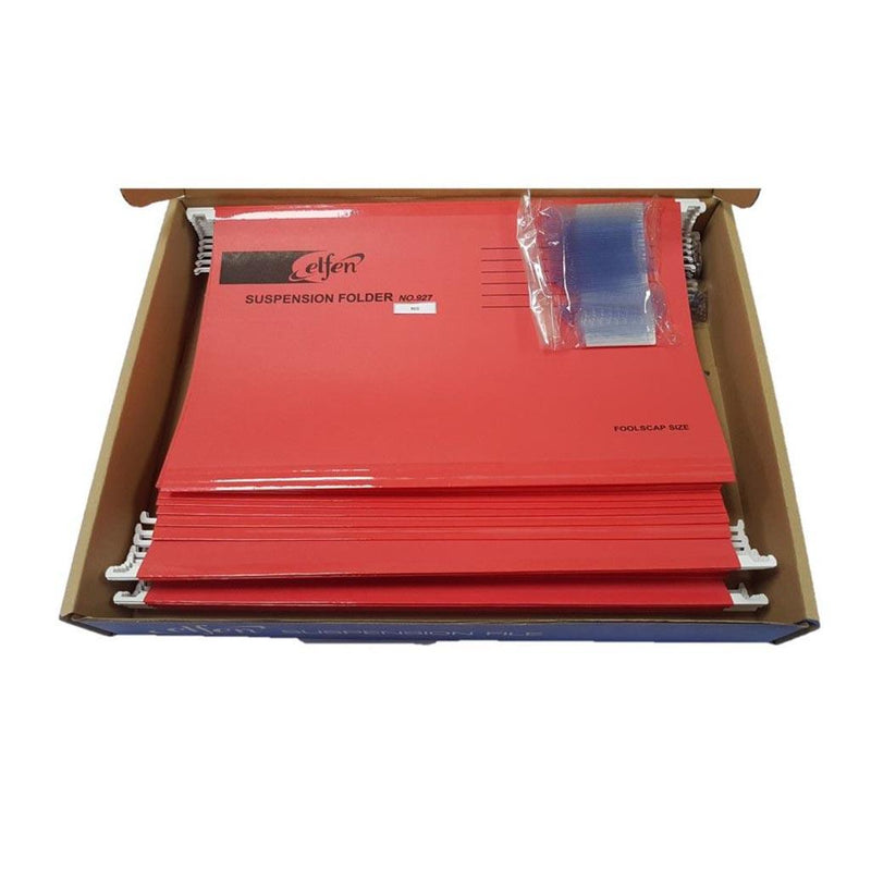 ELFEN 927 DELUXE SUSPENSION FOLDER FULLSCAPE SIZE PACK OF 50 PIECES COLOUR RED