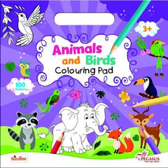Animals and Birds Colouring Pad with 100 Stickers – Fun Colouring Activity Book for Kids