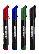 Kores 4-Piece XP1 Permanent Marker Pen with Bullet Tip, 3mm, Multicolour