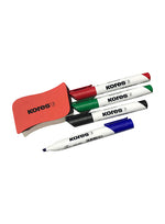 Kores 4-Piece K-Marker XW1 Whiteboard Marker Set with Magnetic Eraser/Bullet Tip, Multicolour