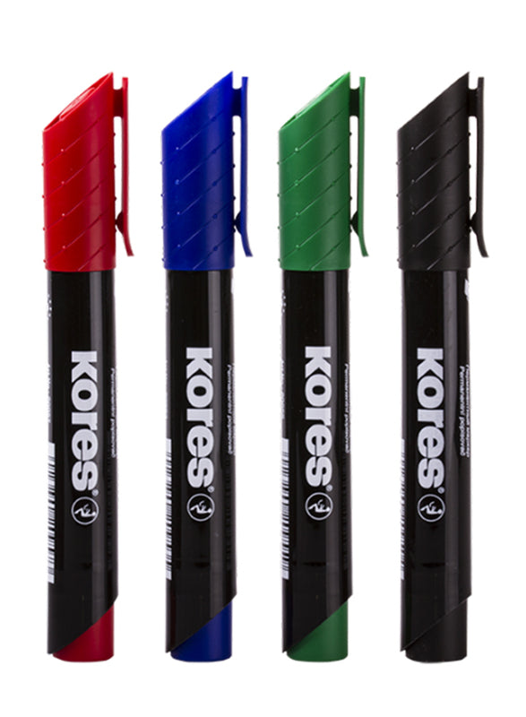 Kores 4-Piece XP2 Permanent Marker Pen with Chisel Tip, 3-5mm