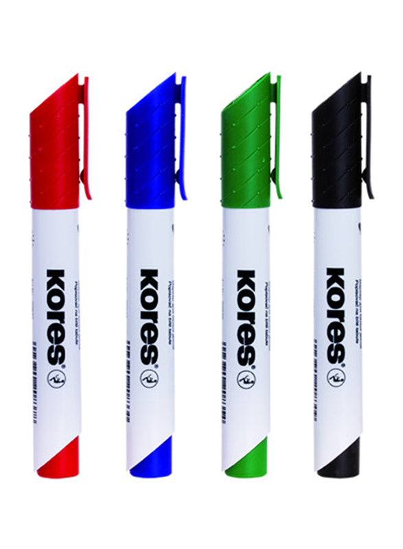 Kores 4-Piece K-Marker XW2 Chisel Tip Whiteboard Marker