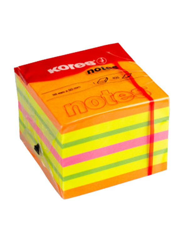 Kores Cube Spring Sticky Notes with 4 Neon Colours, 5 x 5cm, 400 Sheets