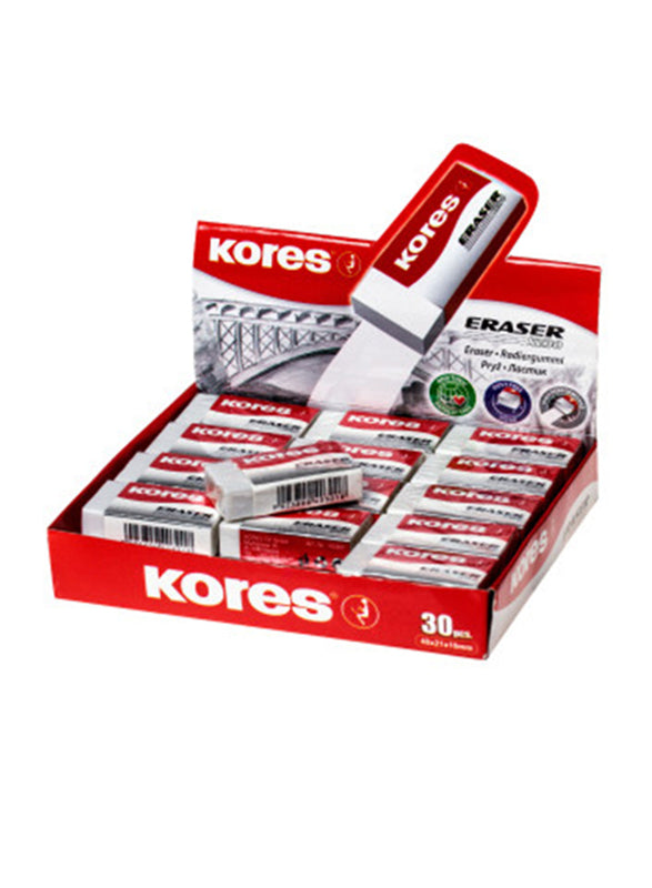 Kores 30-Piece KE-30 Paper Sleeved PVC Eraser