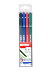 Kores 4-Piece K-Liner Fineliner with Metal-Clad Tip, 0.4mm