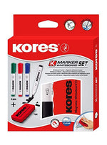 Kores 5-Piece K-Marker XW2 Whiteboard Marker Set with Magnetic Eraser/Chisel Tip, Multicolour