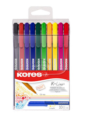 Kores 10-Piece K-Liner Fineliner with Metal-Clad Tip, 0.4mm