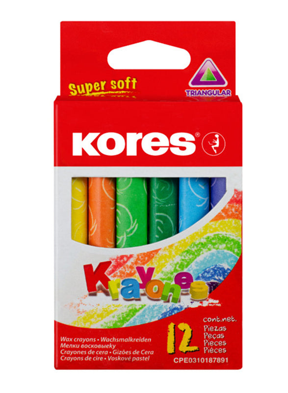 Kores Krayones Triangular Wax Crayons, 12 Piece