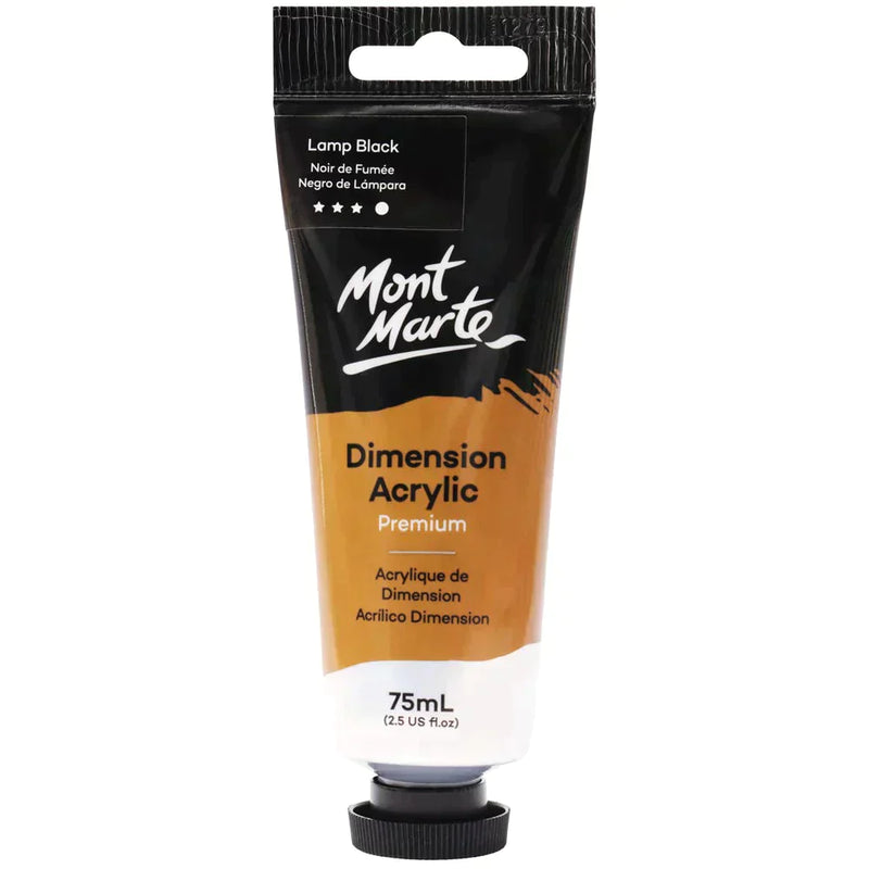 Mont Marte Dimension Acrylic Paint 75ml Tube - Lamp Black PMDA0041