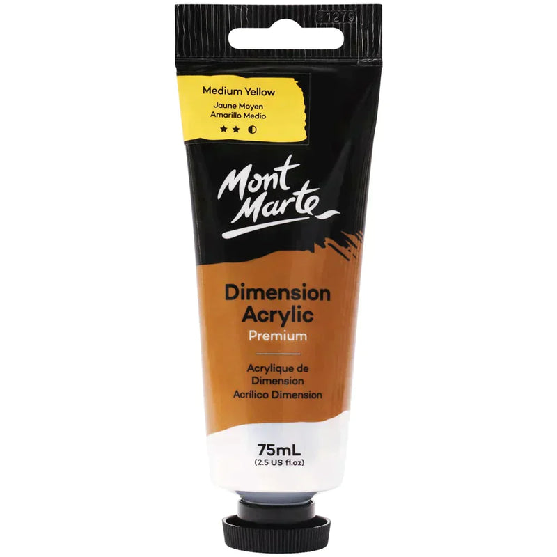 Mont Marte Dimension Acrylic Paint 75ml Tube - Medium Yellow PMDA0006